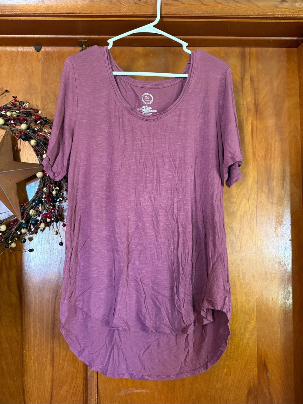 Relaxed Scoop Neck Short Sleeve Tunic in Mauve